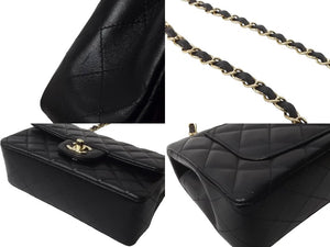 極美品 CHANEL シャネル 横長 20cm ショルダーバッグ ランダム番台 ミニマトラッセショルダーチェーン ブラック ラムスキン 中古 63710