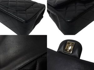 極美品 CHANEL シャネル 横長 20cm ショルダーバッグ ランダム番台 ミニマトラッセショルダーチェーン ブラック ラムスキン 中古 63710
