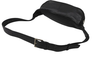 YVES SAINT LAURENT イヴサンローラン ウエストバッグ ボディバッグ ラムスキン メタル ブラック シルバー金具 美品 中古 63714 