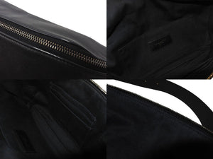 YVES SAINT LAURENT イヴサンローラン ウエストバッグ ボディバッグ ラムスキン メタル ブラック シルバー金具 美品 中古 63714 