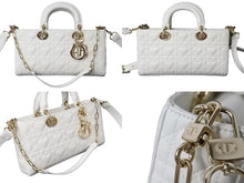 Load image into Gallery viewer, 極美品 Christian Dior クリスチャンディオール Lady D-Joy 2WAYマイクロバッグ ハート カナージュラムスキン ホワイト 中古 63715