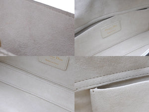 極美品 Christian Dior クリスチャンディオール Lady D-Joy 2WAYマイクロバッグ ハート カナージュラムスキン ホワイト 中古 63715