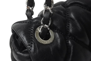 極美品 CHANEL シャネル ココマーク バブルキルト ハンドバッグ ブラック シルバー金具 中古 63716