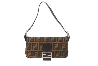 FENDI フェンディ マンマバケット ハンドバッグ ズッカ柄 ブラウン シルバー金具 美品 中古 63717 