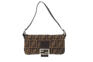 FENDI フェンディ マンマバケット ハンドバッグ ズッカ柄 ブラウン シルバー金具 美品 中古 63717 