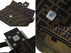 FENDI フェンディ マンマバケット ハンドバッグ ズッカ柄 ブラウン シルバー金具 美品 中古 63717 