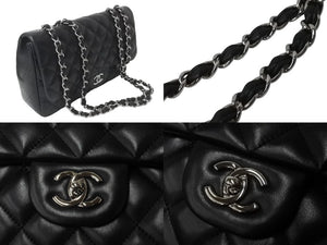 極美品 CHANEL シャネル チェーンショルダーバッグ マトラッセ30 シングルフラップ ブラックシルバー 13番台 中古 63718