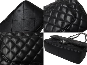 極美品 CHANEL シャネル チェーンショルダーバッグ マトラッセ30 シングルフラップ ブラックシルバー 13番台 中古 63718