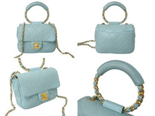 Load image into Gallery viewer, CHANEL シャネル マトラッセ18 トップハンドル チェーンショルダーバッグ 29番台 ライトブルー ゴールド金具 美品 中古 63720