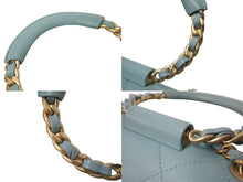 Load image into Gallery viewer, CHANEL シャネル マトラッセ18 トップハンドル チェーンショルダーバッグ 29番台 ライトブルー ゴールド金具 美品 中古 63720
