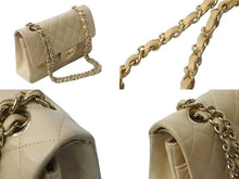 Load image into Gallery viewer, CHANEL シャネル マトラッセWフラップチェーンショルダーバッグ 8番台 ラムスキン 23cm ベージュ 新革 ゴールド金具 中古 63721