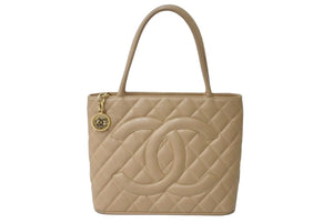 CHANEL シャネル 復刻トート 8番台 ハンドバッグ ココマーク キャビアスキン ベージュ シルバー金具 美品 中古 63722
