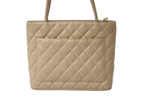 CHANEL シャネル 復刻トート 8番台 ハンドバッグ ココマーク キャビアスキン ベージュ シルバー金具 美品 中古 63722
