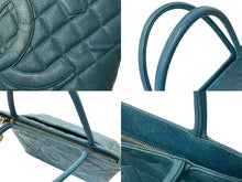 Load image into Gallery viewer, CHANEL シャネル 復刻トート 7番台 ハンドバッグ ココマーク キャビアスキン ターコイズブルー シルバー金具 美品 中古 63735