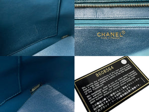 CHANEL シャネル 復刻トート 7番台 ハンドバッグ ココマーク キャビアスキン ターコイズブルー シルバー金具 美品 中古 63735