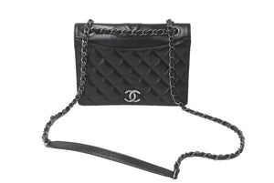CHANEL シャネル フルフラップ マトラッセ チェーン ショルダーバック 21番台 ラムスキン シルバー金具 美品 中古 63737