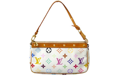 LOUIS VUITTON ルイヴィトン 村上隆 ポシェットアクセソワール スト付き マルチカラー ホワイト M92649 美品 中古 63740