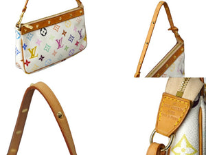 LOUIS VUITTON ルイヴィトン 村上隆 ポシェットアクセソワール スト付き マルチカラー ホワイト M92649 美品 中古 63740