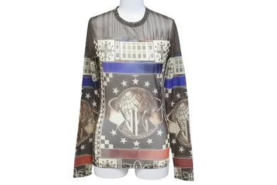 レア極美品 Jean Paul Gaultier ジャンポール ゴルチェ グラフィックプリントパワーネットカットソー サイズ40 中古 63753 