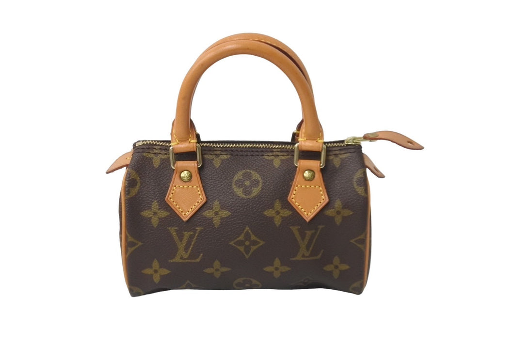 LOUIS VUITTON ルイヴィトン ハンドバッグ ミニスピーディ モノグラム ブラウン M41534 PVC レザー ゴールド金具 美品 中古 63771