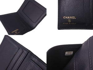 CHANEL シャネル マトラッセ キャビアスキン カードケース パスケース ネイビー 28番台 ゴールド金具 美品 中古 63780