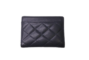 CHANEL シャネル マトラッセ キャビアスキン カードケース パスケース ネイビー 28番台 ゴールド金具 美品 中古 63780