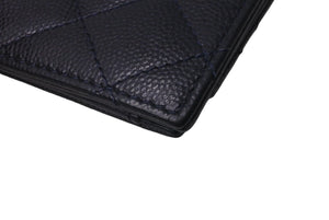 CHANEL シャネル マトラッセ キャビアスキン カードケース パスケース ネイビー 28番台 ゴールド金具 美品 中古 63780