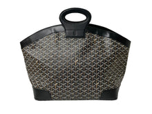 Load image into Gallery viewer, Goyard ゴヤール ベルーガ ハンドバッグ ヘリンボーン柄 PVC レザー ブラック ブラウン シルバー金具 美品 中古 63787