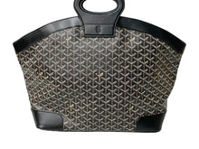 Load image into Gallery viewer, Goyard ゴヤール ベルーガ ハンドバッグ ヘリンボーン柄 PVC レザー ブラック ブラウン シルバー金具 美品 中古 63787