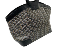 Load image into Gallery viewer, Goyard ゴヤール ベルーガ ハンドバッグ ヘリンボーン柄 PVC レザー ブラック ブラウン シルバー金具 美品 中古 63787