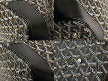 Load image into Gallery viewer, Goyard ゴヤール ベルーガ ハンドバッグ ヘリンボーン柄 PVC レザー ブラック ブラウン シルバー金具 美品 中古 63787