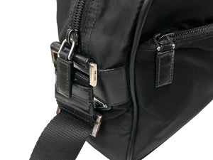 PRADA プラダ ショルダーバッグ VA0757 トライアングルロゴ ナイロン レザー ブラック シルバー金具 良品 中古 63799