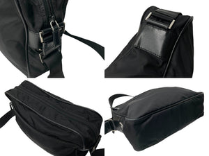 PRADA プラダ ショルダーバッグ VA0757 トライアングルロゴ ナイロン レザー ブラック シルバー金具 良品 中古 63799
