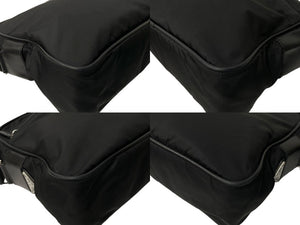 PRADA プラダ ショルダーバッグ VA0757 トライアングルロゴ ナイロン レザー ブラック シルバー金具 良品 中古 63799