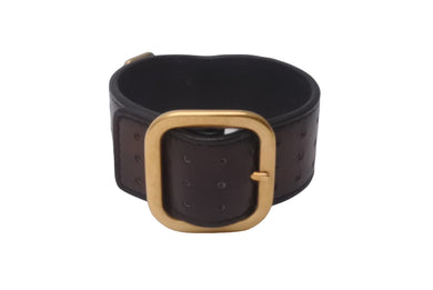 YVES SAINT LAURENT イヴ サンローラン ブレスレット 157959・0416M レザー ブラック ゴールド金具 美品 中古 63805 