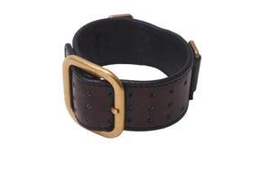 YVES SAINT LAURENT イヴ サンローラン ブレスレット 157959・0416M レザー ブラック ゴールド金具 美品 中古 63805 