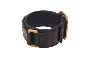 YVES SAINT LAURENT イヴ サンローラン ブレスレット 157959・0416M レザー ブラック ゴールド金具 美品 中古 63805 