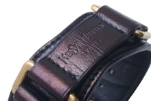 画像をギャラリービューアに読み込む, YVES SAINT LAURENT イヴ サンローラン ブレスレット 157959・0416M レザー ブラック ゴールド金具 美品 中古 63805 