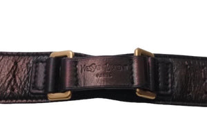 YVES SAINT LAURENT イヴ サンローラン ブレスレット 157959・0416M レザー ブラック ゴールド金具 美品 中古 63805 