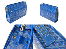 Load image into Gallery viewer, GOYARD ゴヤール ジュバンス MM ポーチ JOUVENMMLTY10CL10P ブルー PVC レザー シルバー金具 ヘリンボーン柄 美品 中古 63810