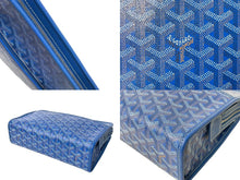 Load image into Gallery viewer, GOYARD ゴヤール ジュバンス MM ポーチ JOUVENMMLTY10CL10P ブルー PVC レザー シルバー金具 ヘリンボーン柄 美品 中古 63810