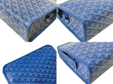 Load image into Gallery viewer, GOYARD ゴヤール ジュバンス MM ポーチ JOUVENMMLTY10CL10P ブルー PVC レザー シルバー金具 ヘリンボーン柄 美品 中古 63810