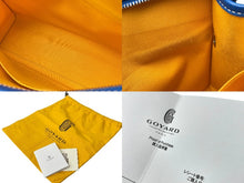 Load image into Gallery viewer, GOYARD ゴヤール ジュバンス MM ポーチ JOUVENMMLTY10CL10P ブルー PVC レザー シルバー金具 ヘリンボーン柄 美品 中古 63810