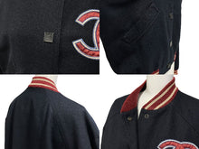 Load image into Gallery viewer, CHANEL シャネル ココマーク スポーツライン スタジャン ブルゾン ウール P23751V14325 サイズ38 ネイビー 美品 中古 63816