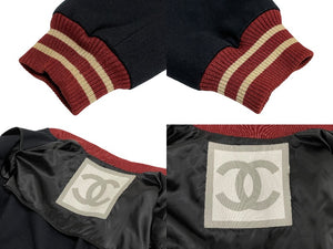CHANEL シャネル ココマーク スポーツライン スタジャン ブルゾン ウール P23751V14325 サイズ38 ネイビー 美品 中古 63816