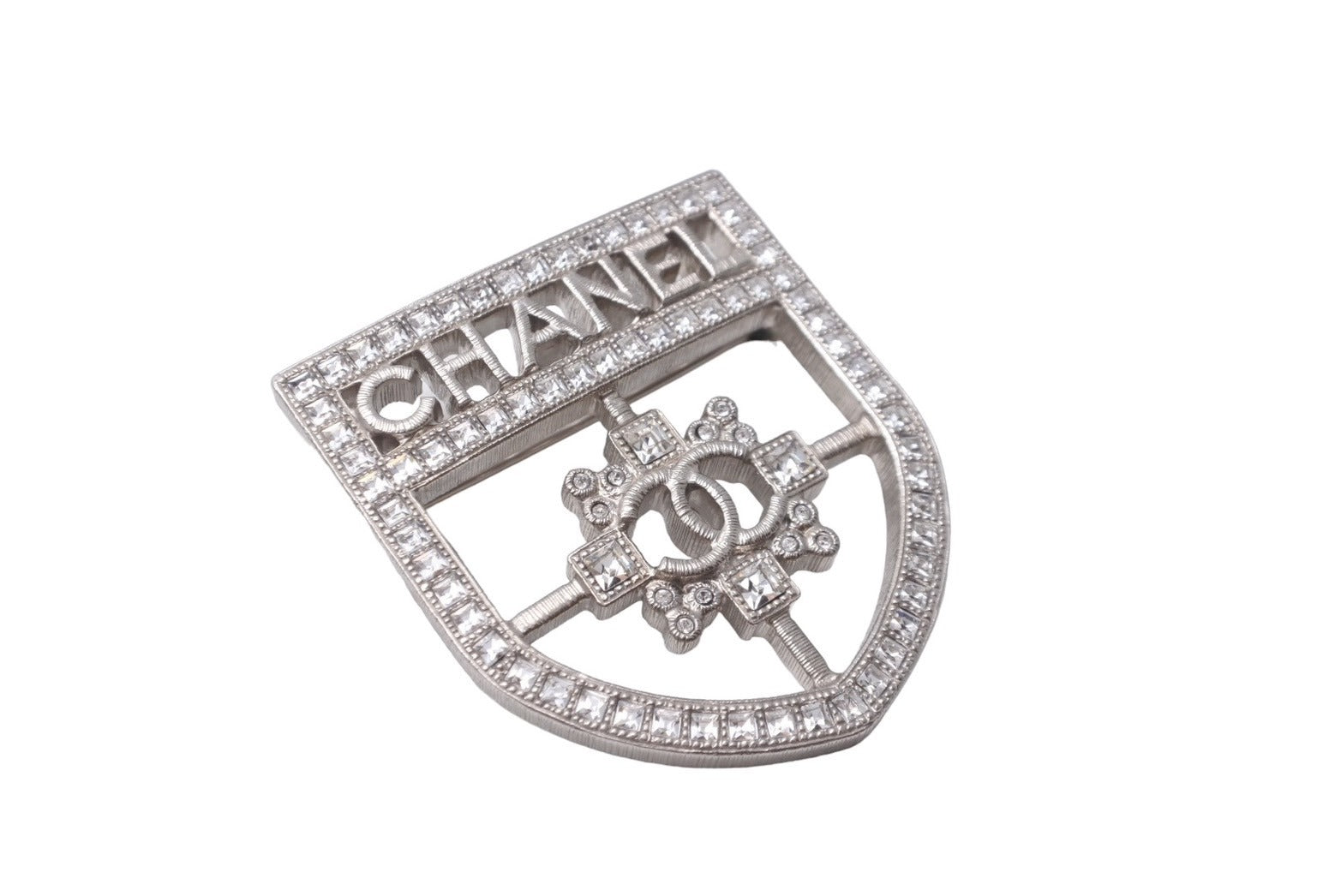 CHANEL シャネル ブローチ ココマーク ラインストーン シルバー