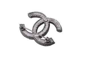 CHANEL シャネル ブローチ A14B レディース ココマーク ココ アクセサリー 2014年 ブラック シルバー 美品 中古 63819