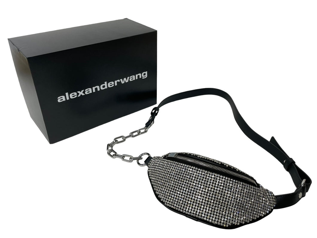 極美品 Alexander Wang アレキサンダーワン ラインストーン ベルトショルダーバッグ 19SS MFQ8ZJYF1OXURQ3L シルバー 中古 63822