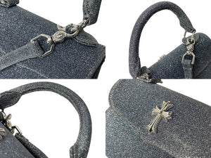 極美品 CHROME HEARTS クロムハーツ ADAMS アダムス クロス 2WAY ラメ ハンドバッグ ブルー シルバー 中古 63829