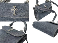 Load image into Gallery viewer, 極美品 CHROME HEARTS クロムハーツ ADAMS アダムス クロス 2WAY ラメ ハンドバッグ ブルー シルバー 中古 63829
